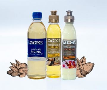 Kit de aceite de ricino, aceite de almendras y crema corporal para tratar estrías